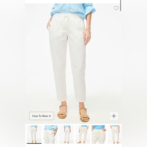 J. Crew Factory Pants - NWT J Crew Factory Linen-cotton blend drawstring pant, size 6, white